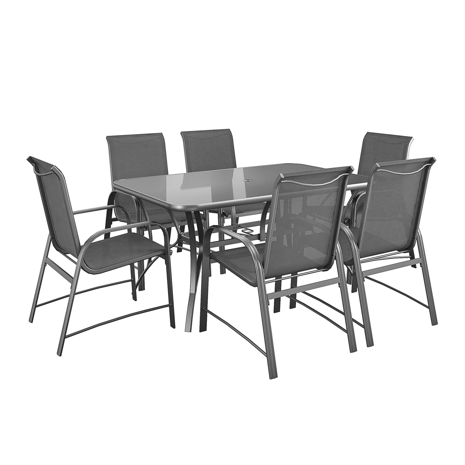 Paloma Outdoor Patio Dining Chairs with Weather Resistant Steel Frame, Set of 6 - Charcoal