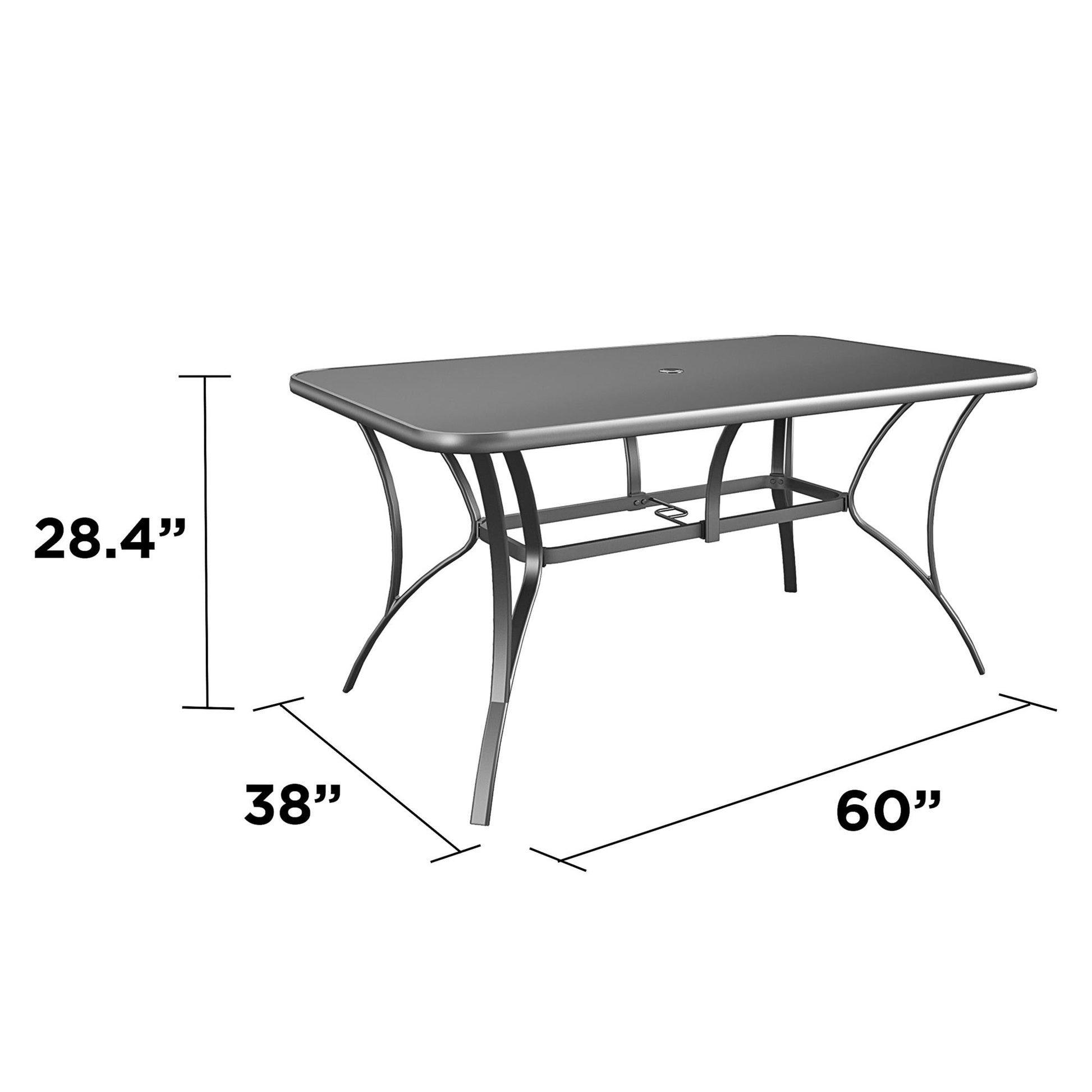 Paloma Patio Dining Table with Tempered Glass Top and Weather Resistant Frame - Charcoal