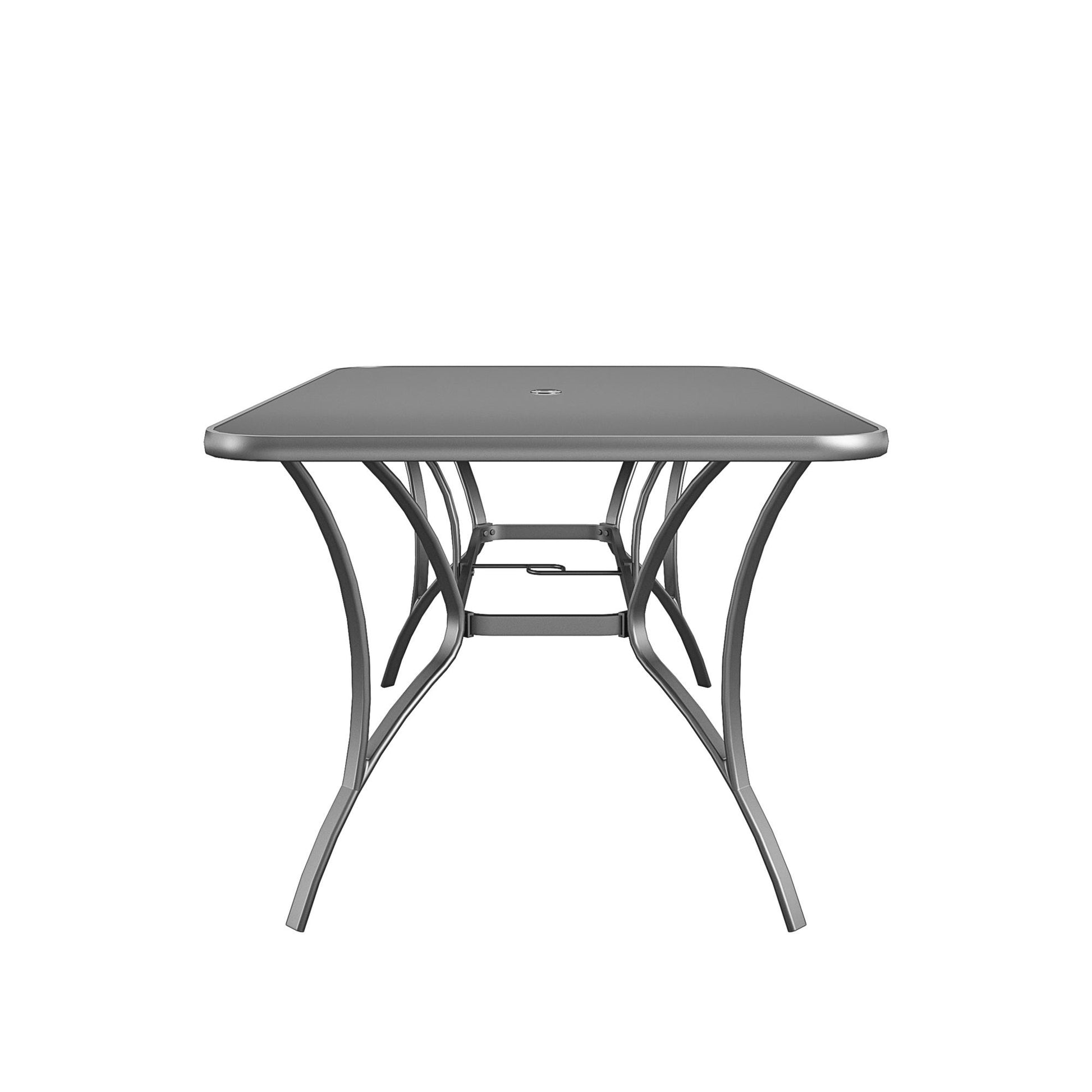 Paloma Patio Dining Table with Tempered Glass Top and Weather Resistant Frame - Charcoal