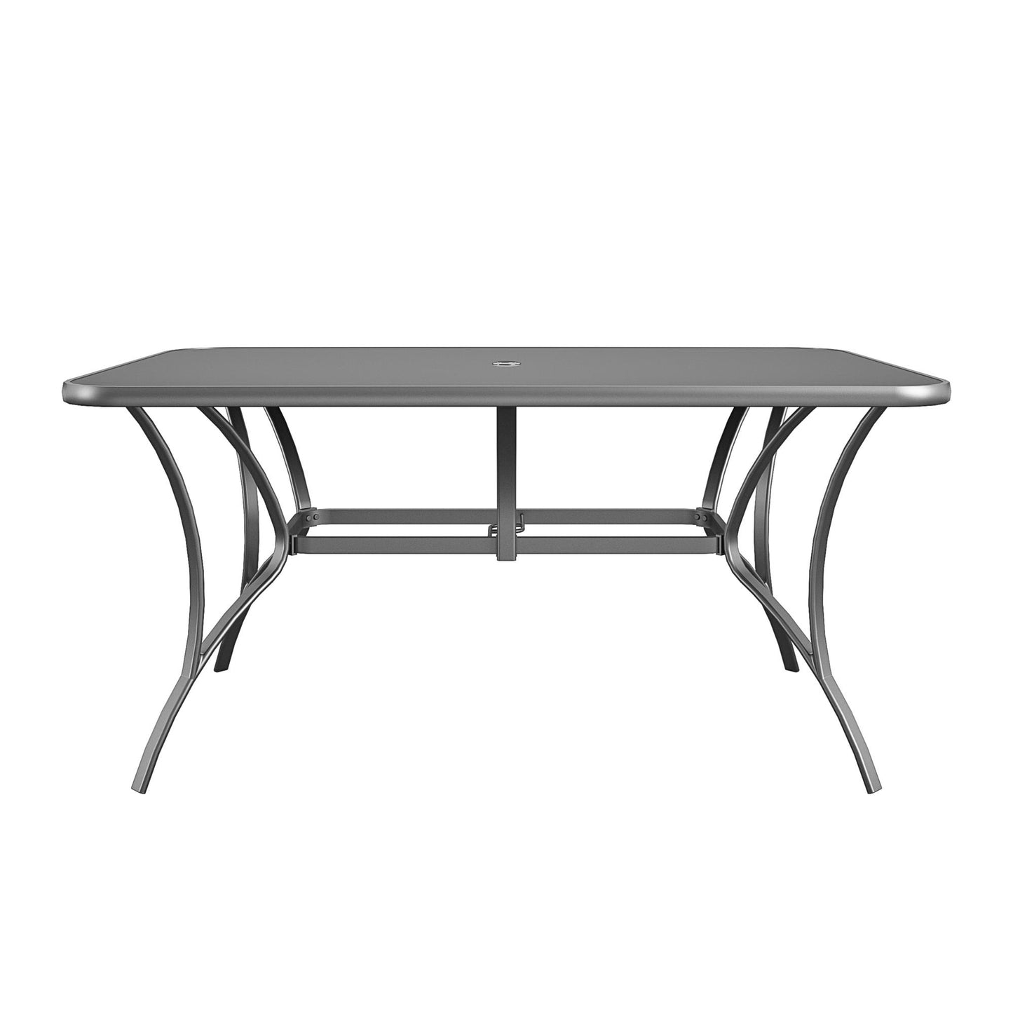 Paloma Patio Dining Table with Tempered Glass Top and Weather Resistant Frame - Charcoal