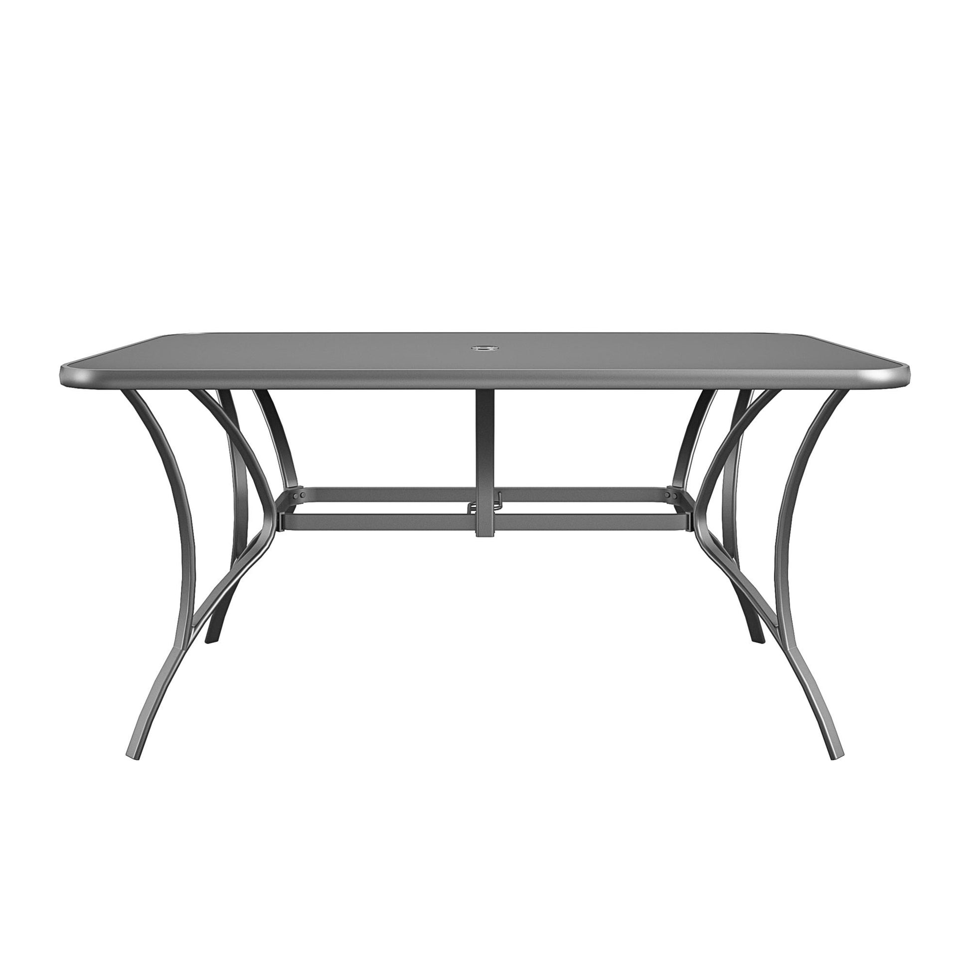 Paloma Patio Dining Table with Tempered Glass Top and Weather Resistant Frame - Charcoal