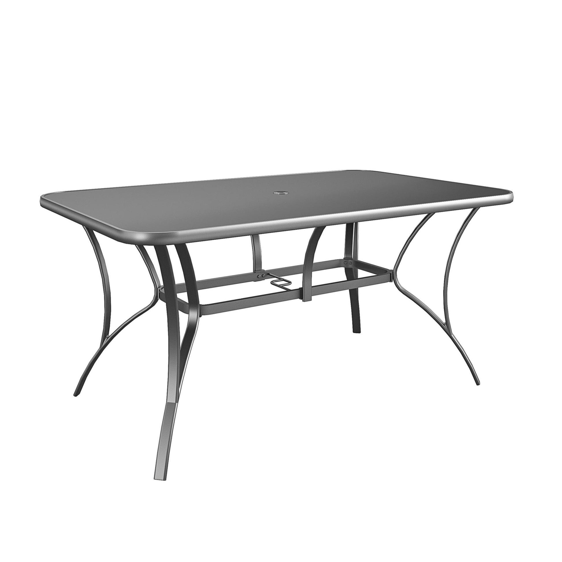 Paloma Patio Dining Table with Tempered Glass Top and Weather Resistant Frame - Charcoal