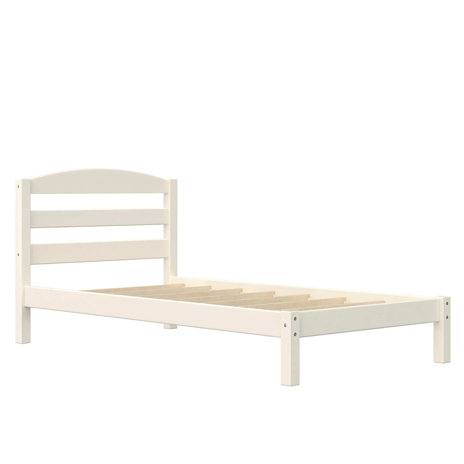 Braylon Twin Sized Wooden Bed Frame with Wood Slats - White