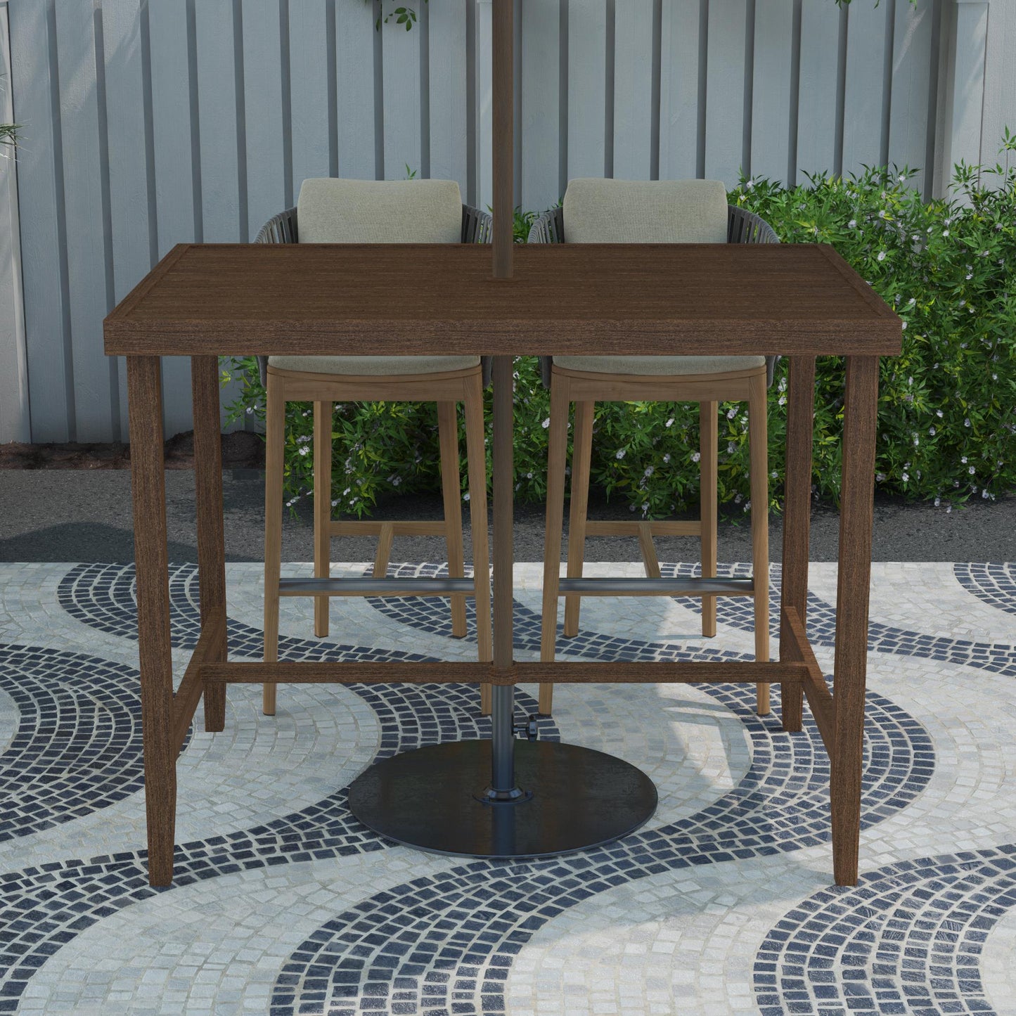 Counter Height Patio Bar Dining Table with Weather Resistant Frame - Brown