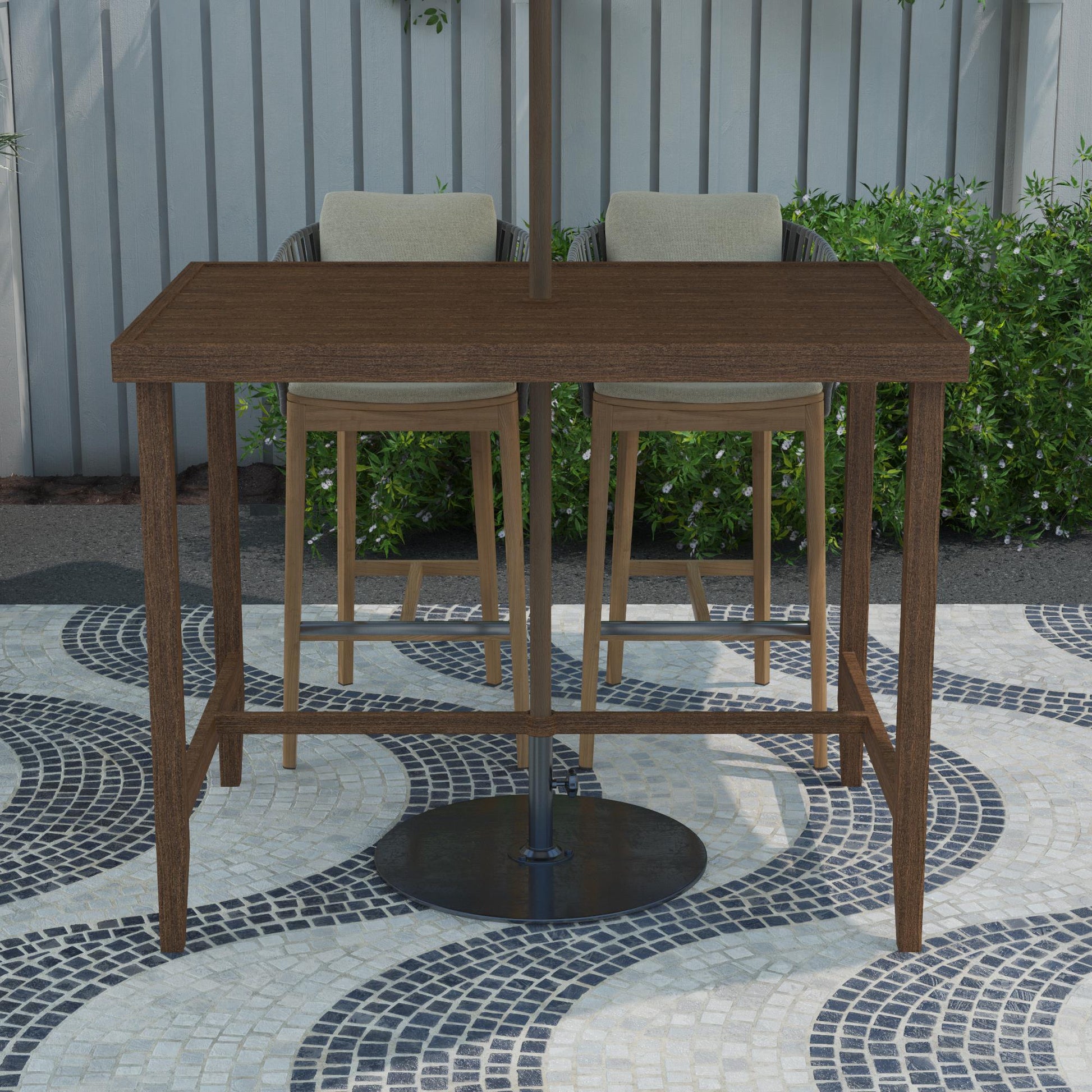 Counter Height Patio Bar Dining Table with Weather Resistant Frame - Brown