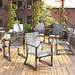 Patio Dining Chairs with Armrests and Sled Legs, Set of 6 - Light Gray