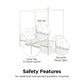 Canopy Metal Bed Frame with Intricate Design Headboard and Secured Slats - White - Twin
