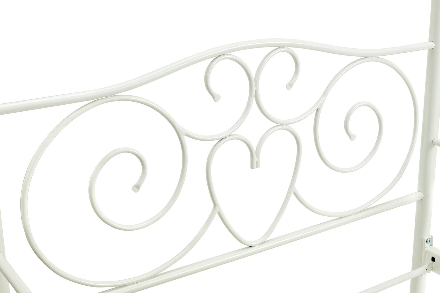 Canopy Metal Bed Frame with Intricate Design Headboard and Secured Slats - White - Twin