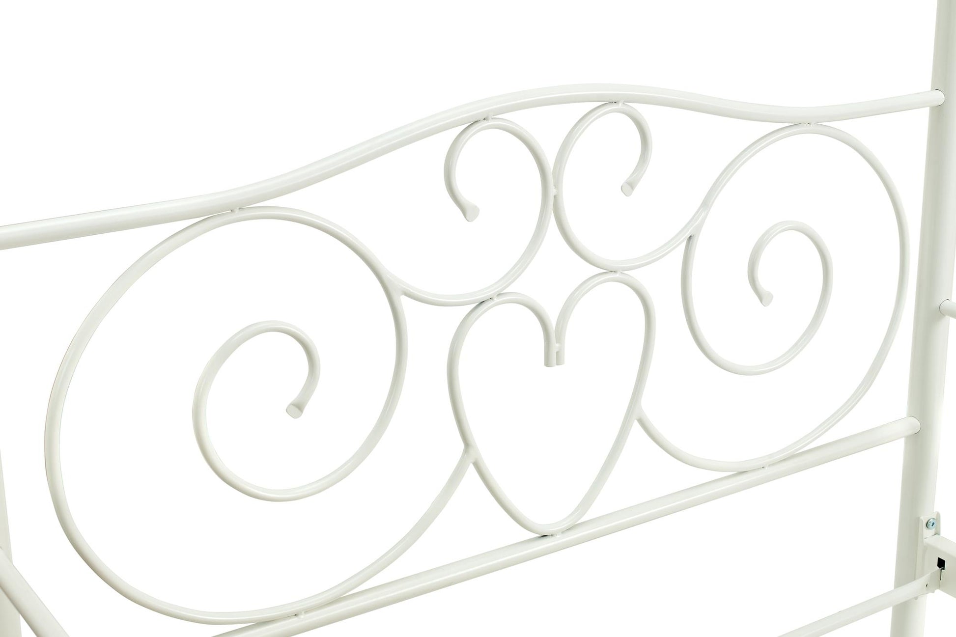 Canopy Metal Bed Frame with Intricate Design Headboard and Secured Slats - White - Twin