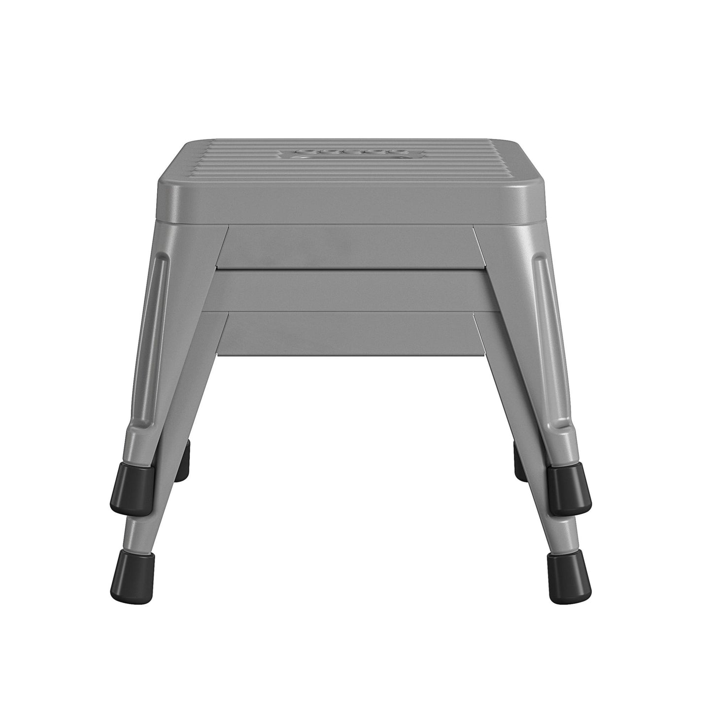 1 Step Stackable Gray Steel Step Stool with 225 lb Weight Capacity, Set of 2 - Gray