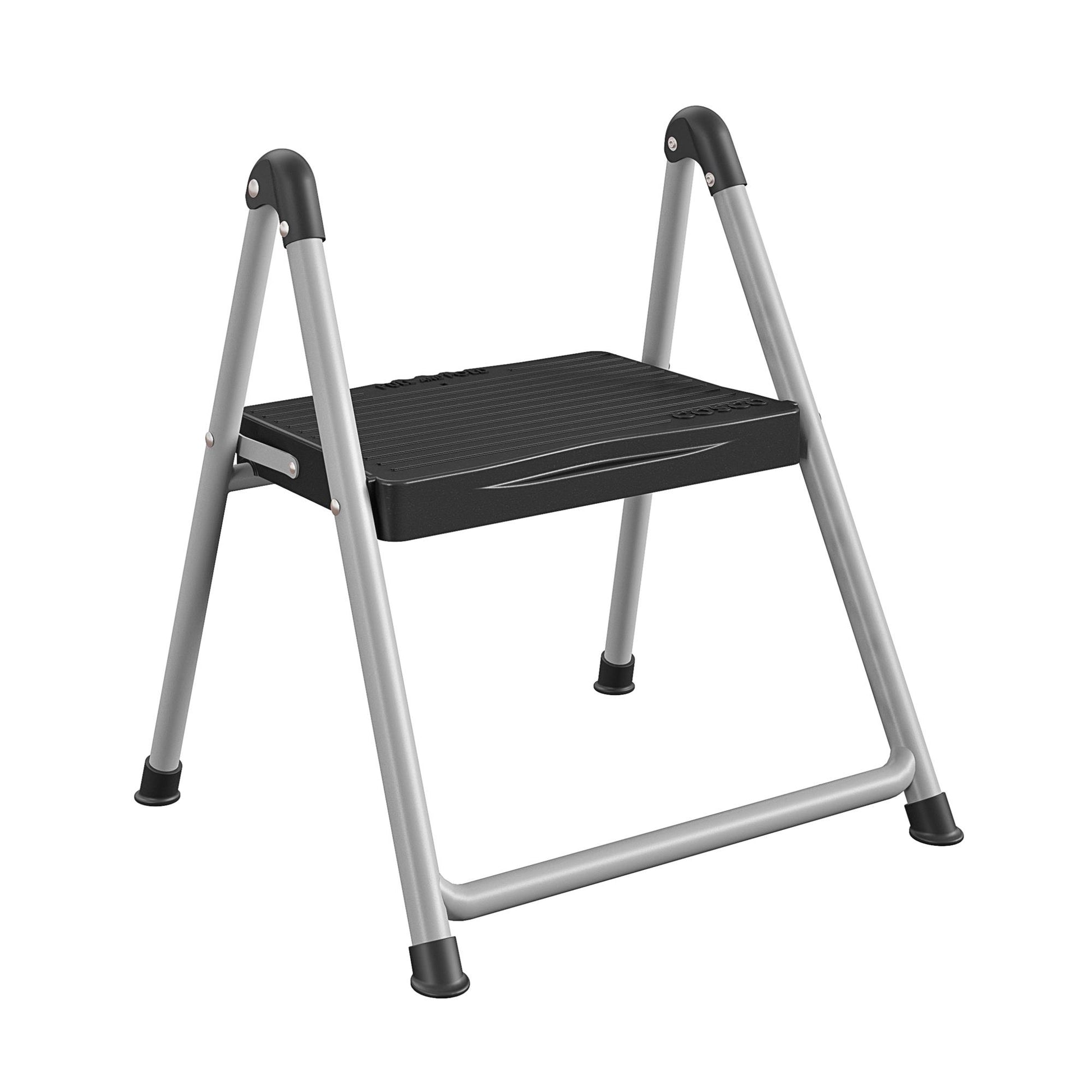 1 Step Steel Step Stool with 200 lb Weight Capacity - Platinum/Black - 1 Step 