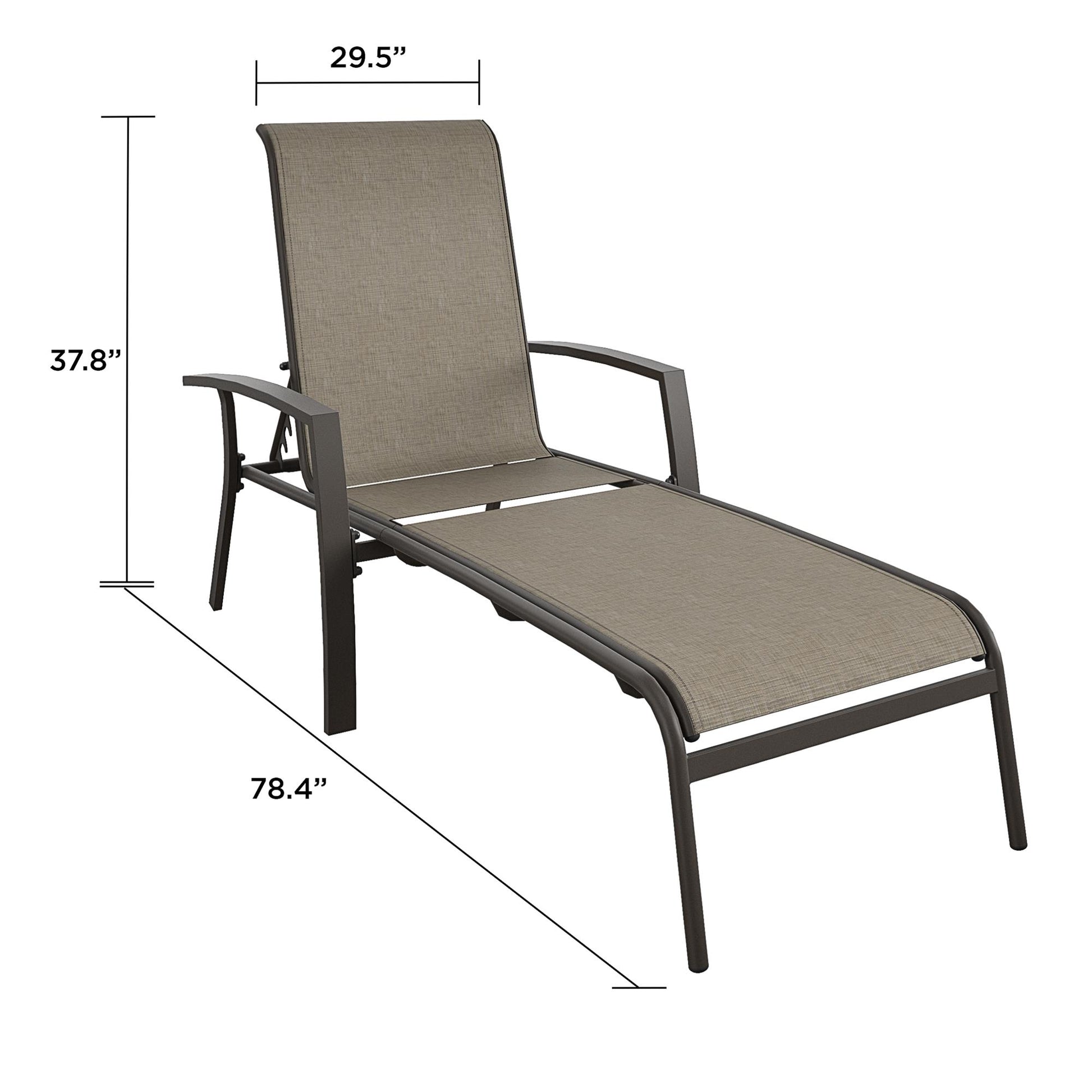 Outdoor Adjustable Aluminum Chaise Lounge Chairs, Set of 2 - Brown - 2-Pack