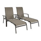 Outdoor Adjustable Aluminum Chaise Lounge Chairs, Set of 2 - Brown - 2-Pack
