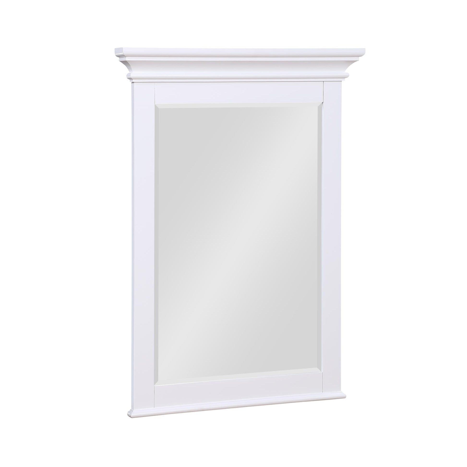 Monteray Beach 24 Inch Bathroom Mirror with Decorative Crown Molding - White - 24"