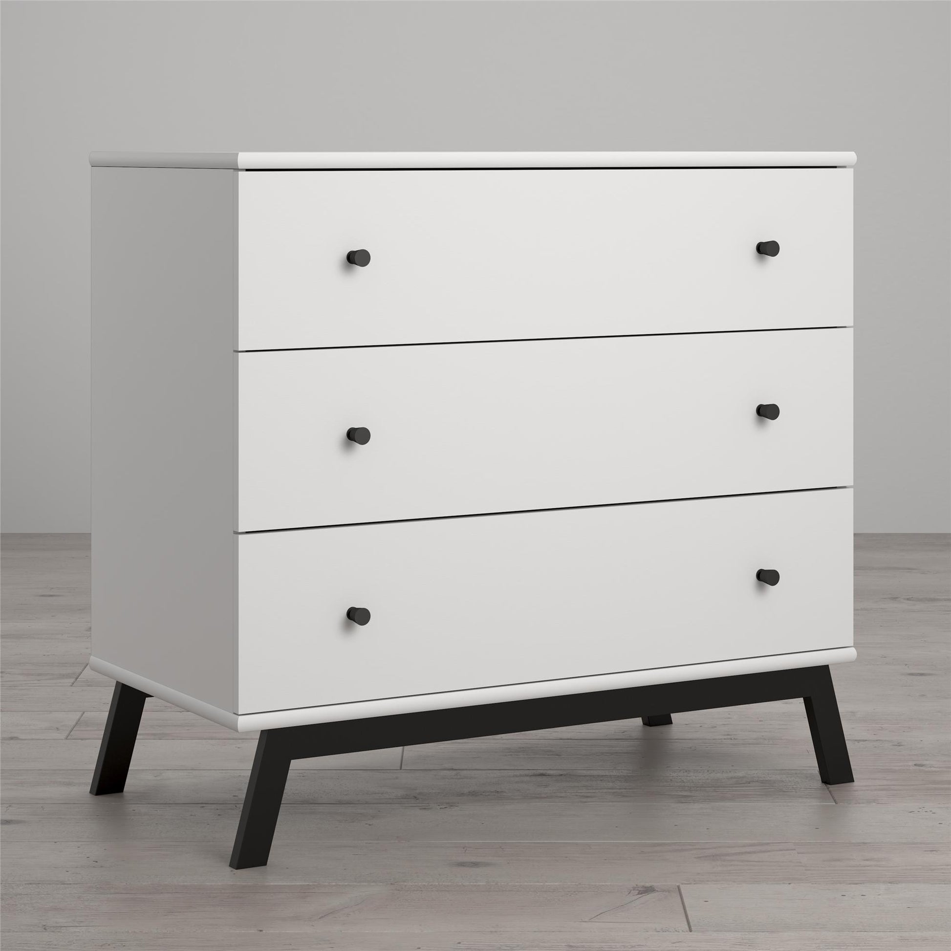 Rowan Valley Lark Urban 3 Drawer Dresser with Angled Metal Base - White