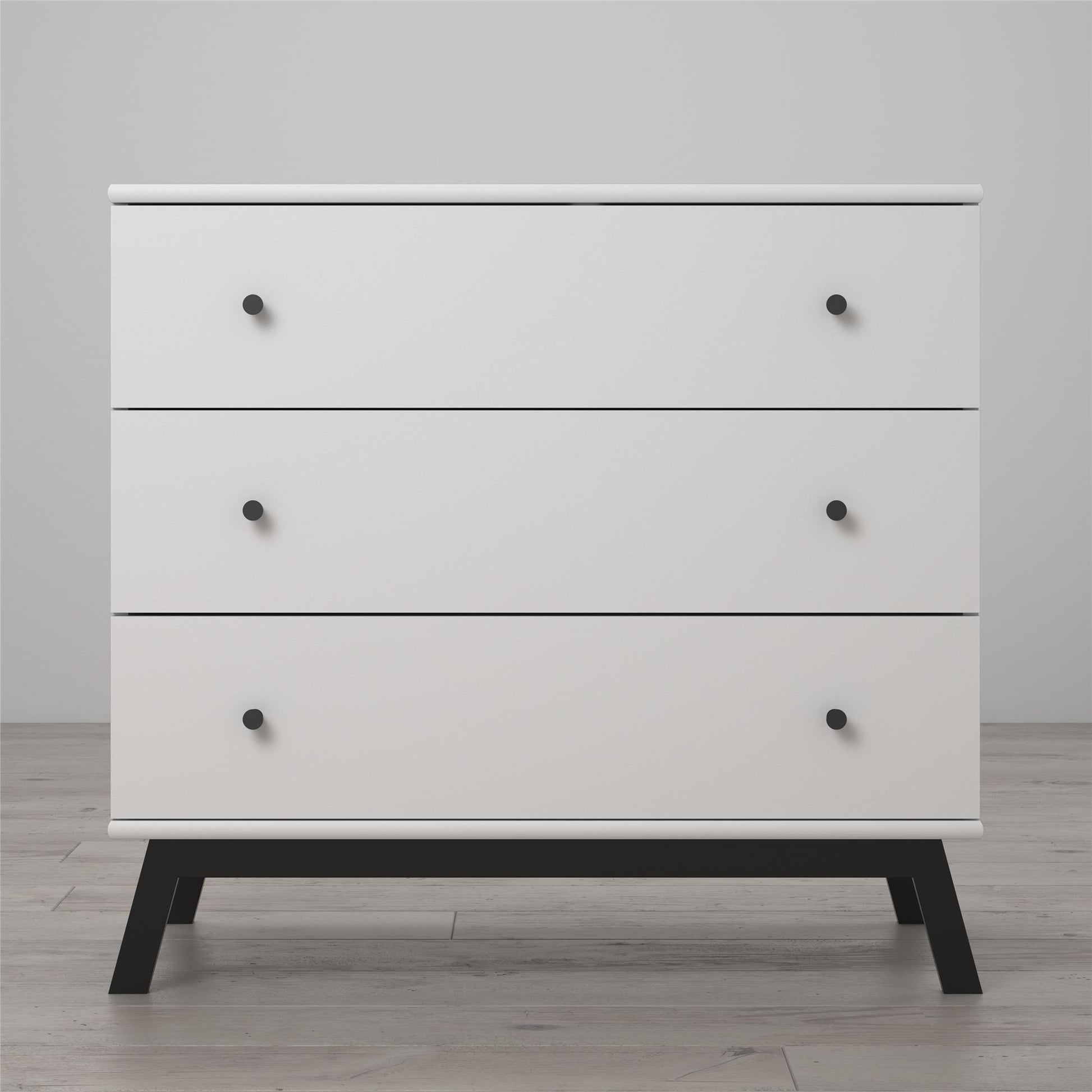 Rowan Valley Lark Urban 3 Drawer Dresser with Angled Metal Base - White