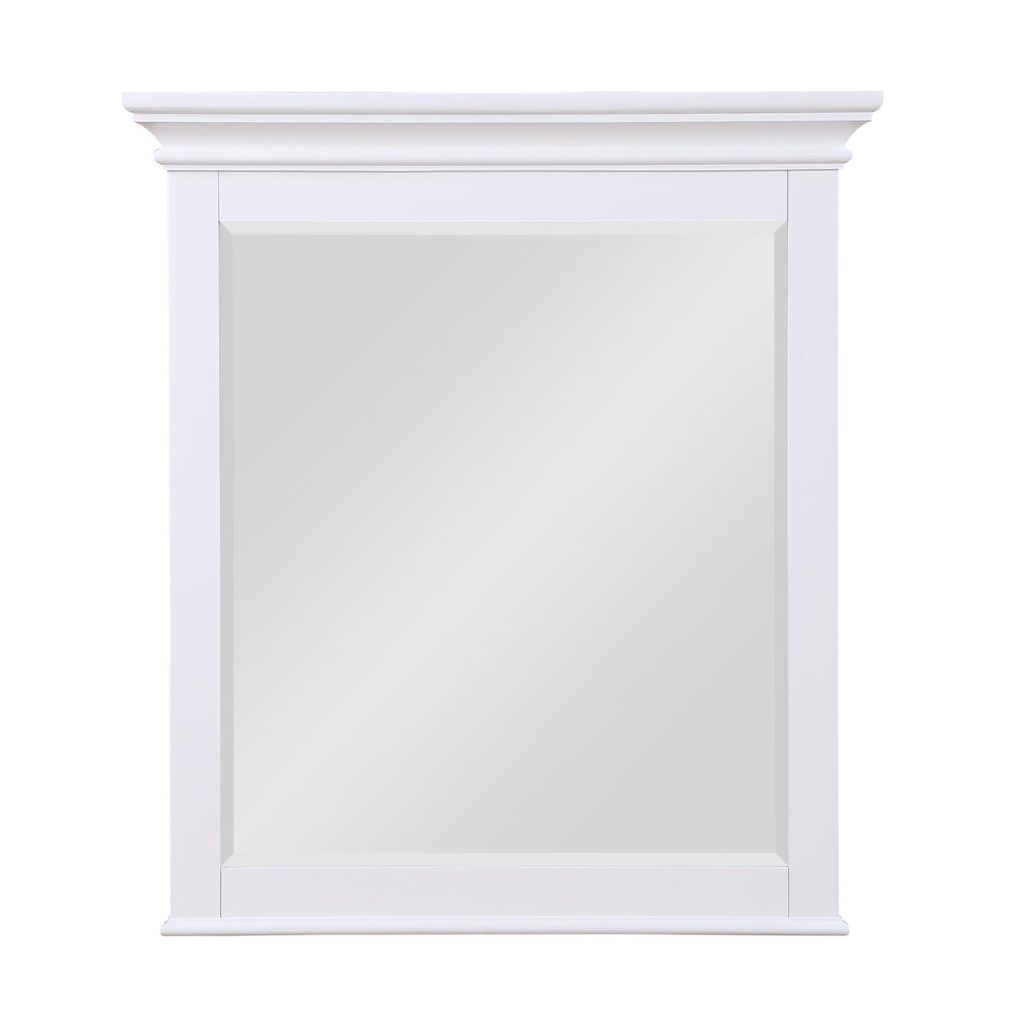 Monteray Beach 24 Inch Bathroom Mirror with Decorative Crown Molding - White - 30"