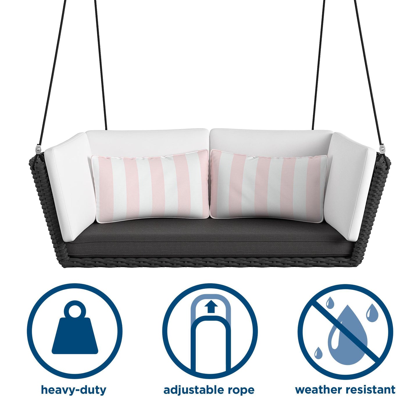 Sally Patio Swing - Light Pink - Loveseat Swing
