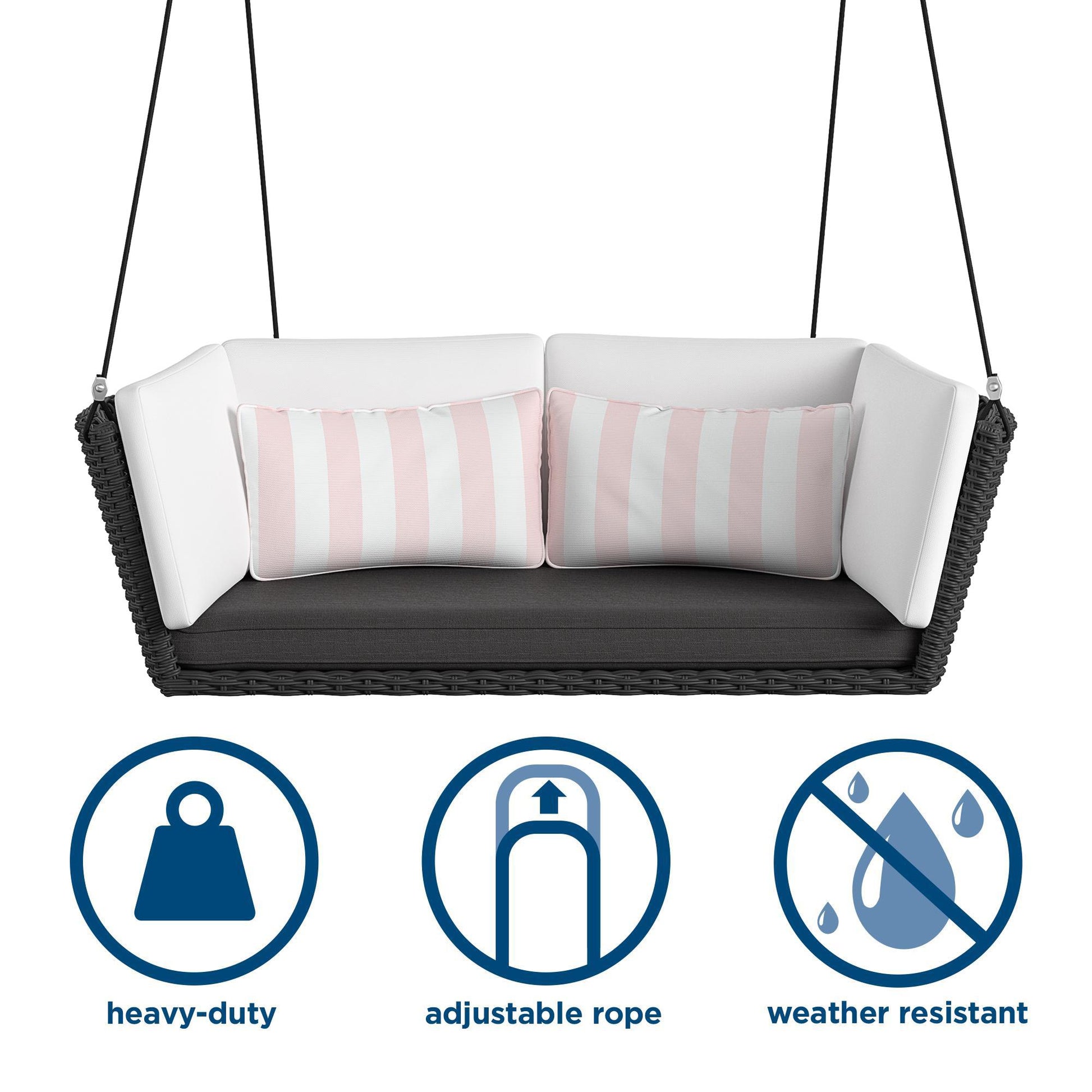 Sally Patio Swing - Light Pink - Loveseat Swing