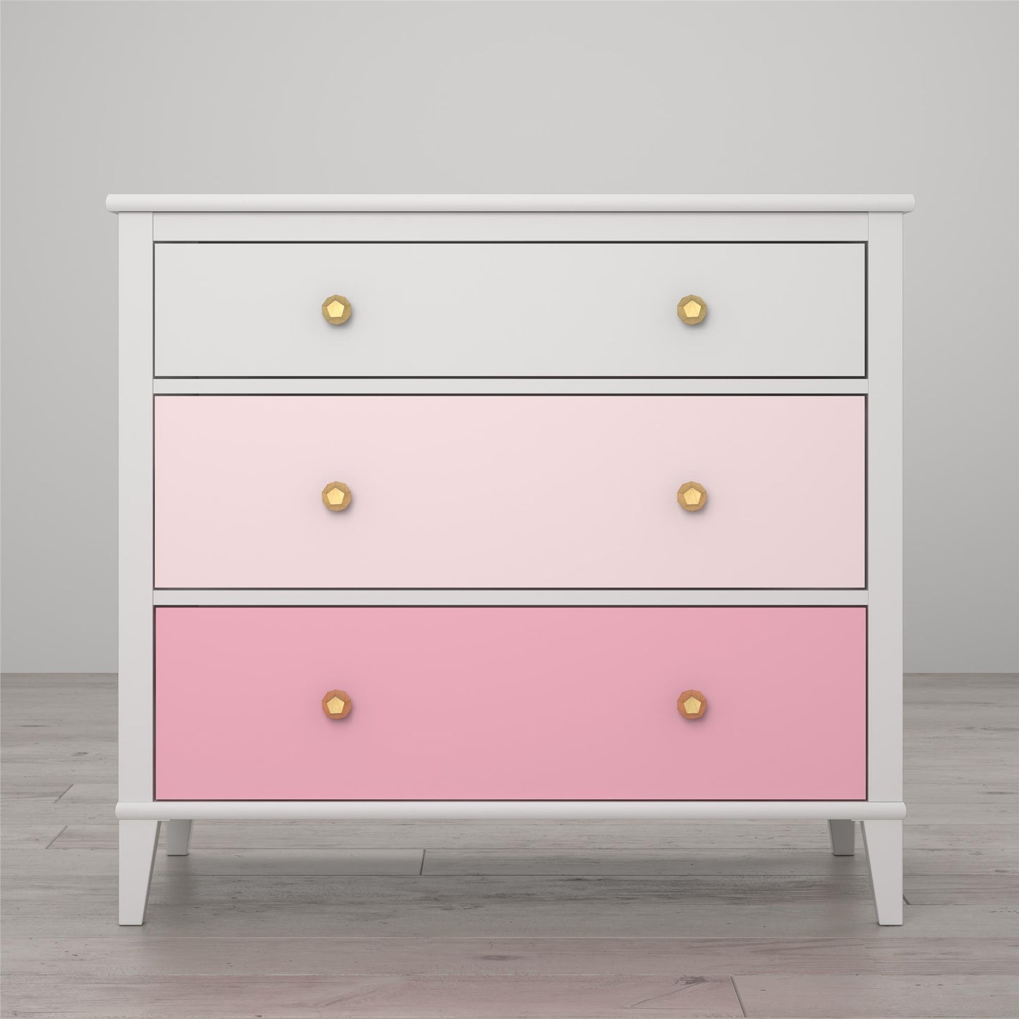 Monarch Hill Poppy 3 Drawer Dresser with 2 Sets of Knobs - Pink