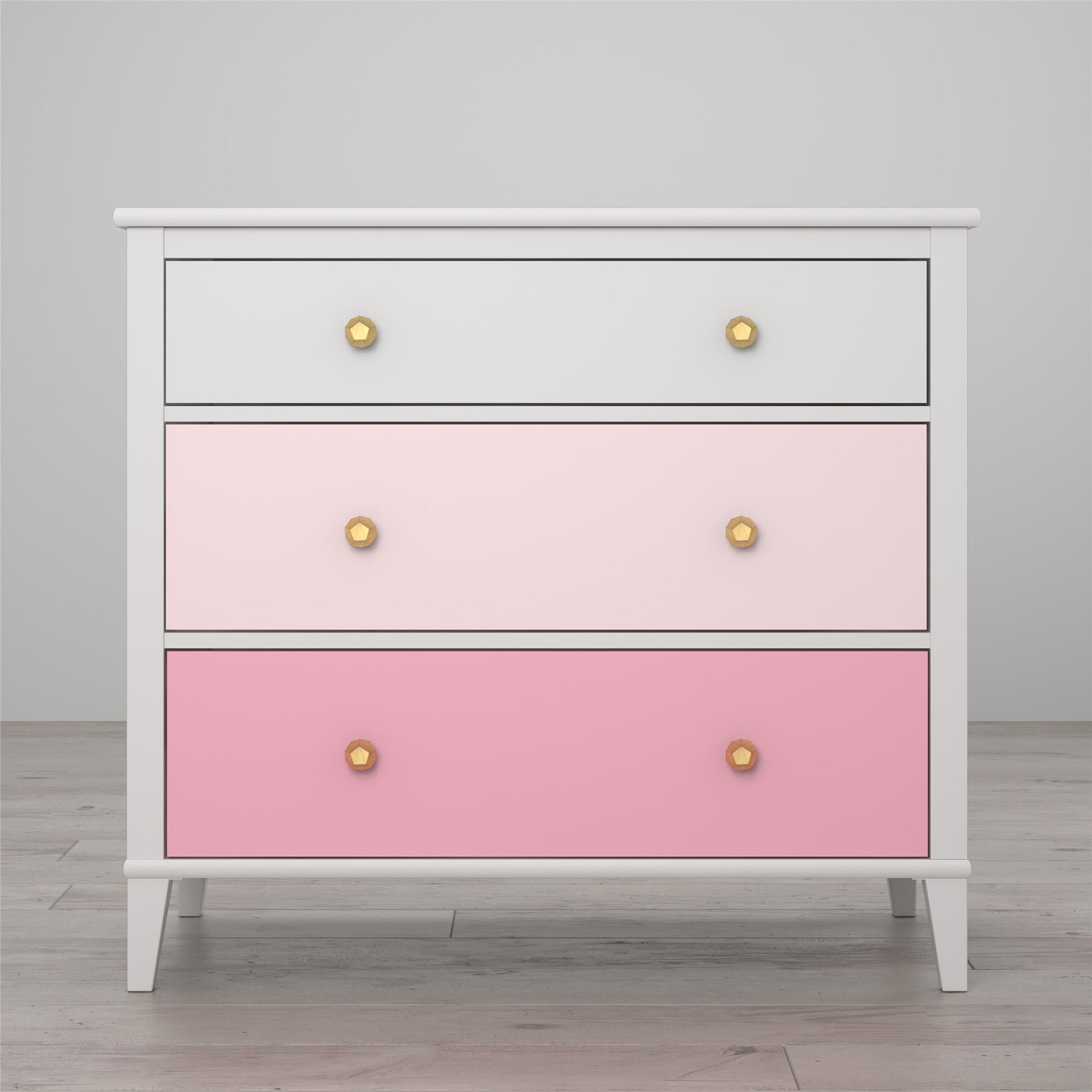 Monarch Hill Poppy 3 Drawer Dresser with 2 Sets of Knobs - Pink