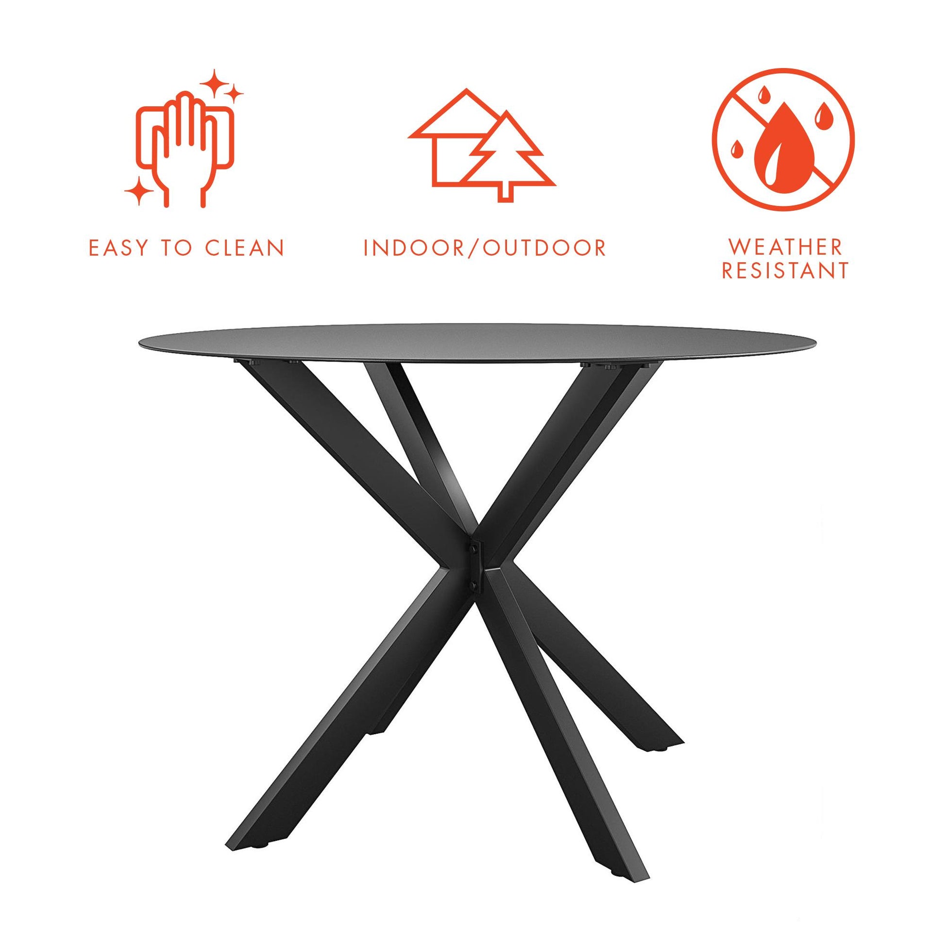 CosmoLiving by Cosmopolitan, Circi Collection, Dining Table with Glass Top, Black and Charcoal - Charcoal