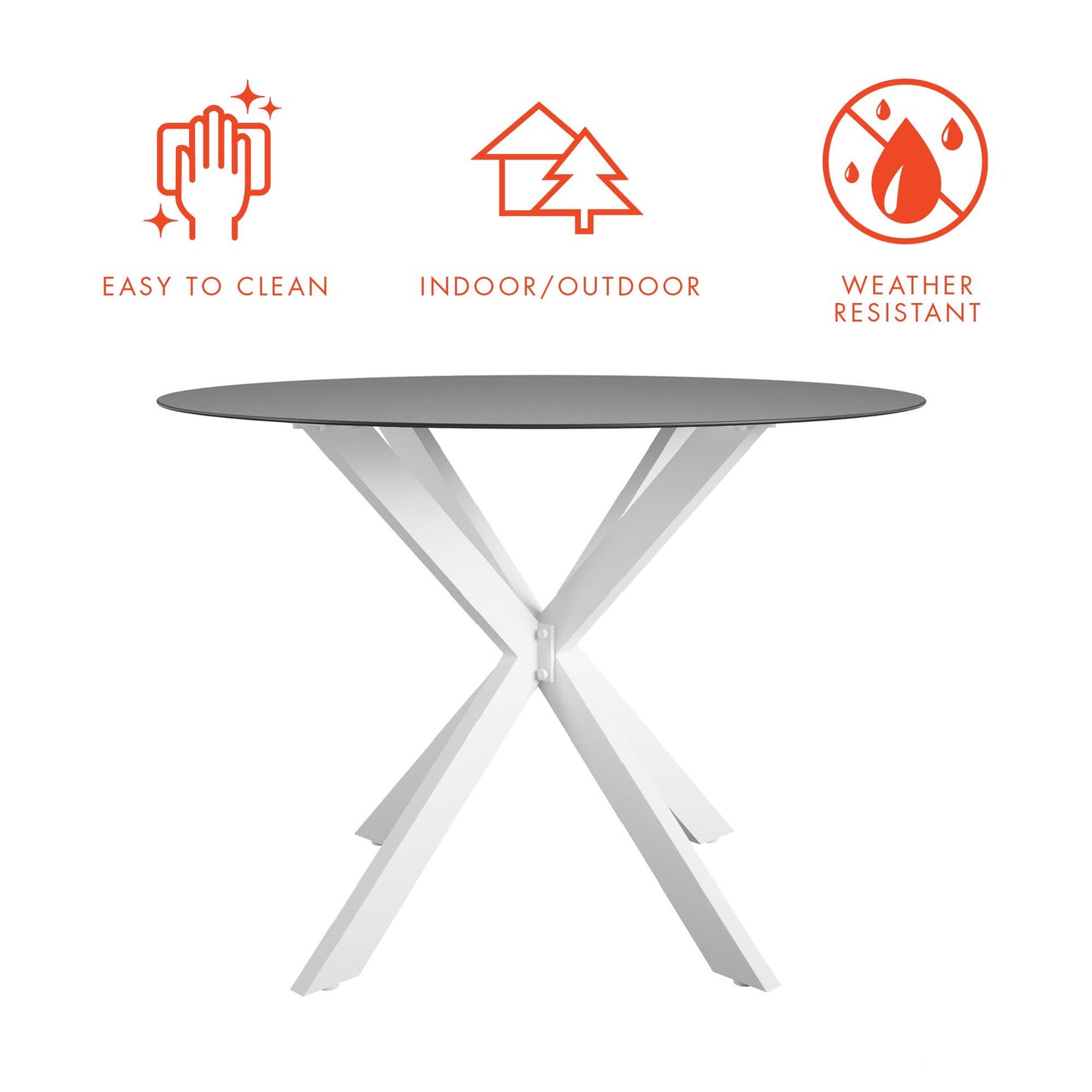 CosmoLiving by Cosmopolitan, Circi Collection, Dining Table with Glass Top, Black and White - White