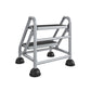 2 Step Commercial Rolling Step Ladder with Suction Cup Stabalizers - Grey/Grey/Blue