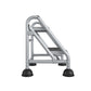 2 Step Commercial Rolling Step Ladder with Suction Cup Stabalizers - Grey/Grey/Blue