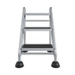 3 Step Commercial Rolling Step Ladder with Suction Cup Stabalizers - Grey/Grey/Blue