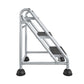3 Step Commercial Rolling Step Ladder with Suction Cup Stabalizers - Grey/Grey/Blue