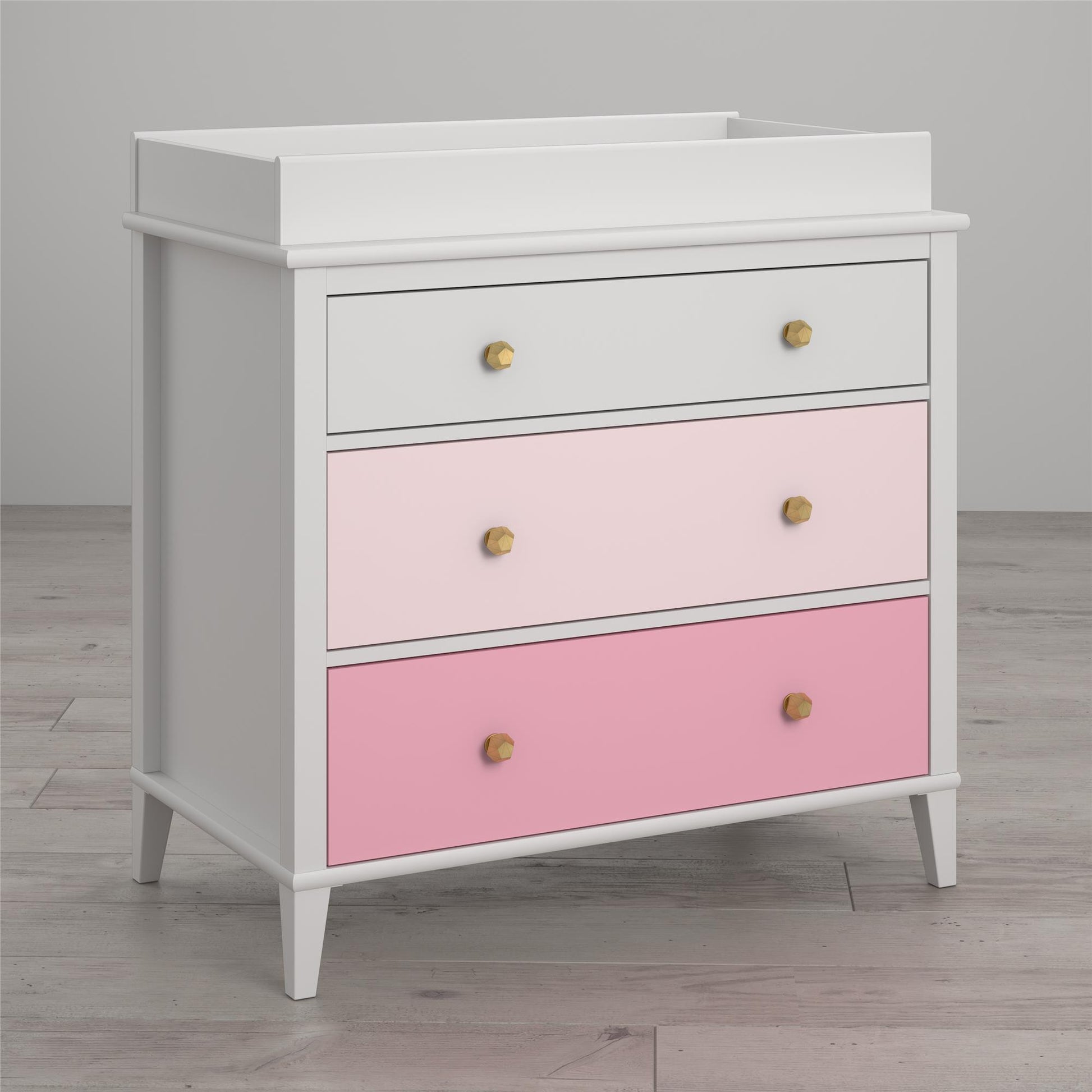 Monarch Hill Poppy 3 Drawer Changing Table with 2 Sets of Knobs - Pink