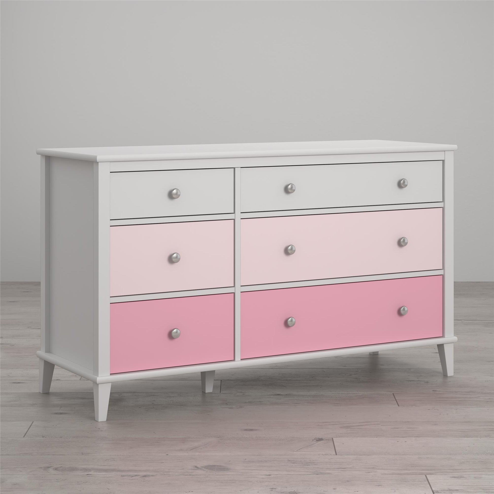 Monarch Hill Poppy 6 Drawer Dresser with 2 Sets of Knobs - Pink