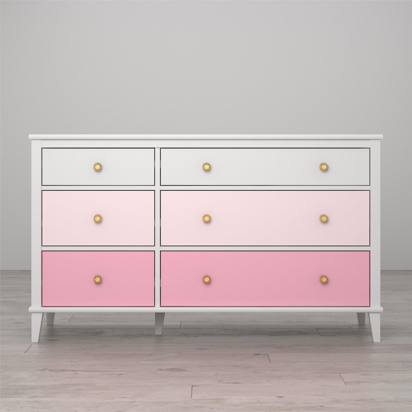 Monarch Hill Poppy 6 Drawer Dresser with 2 Sets of Knobs - Pink