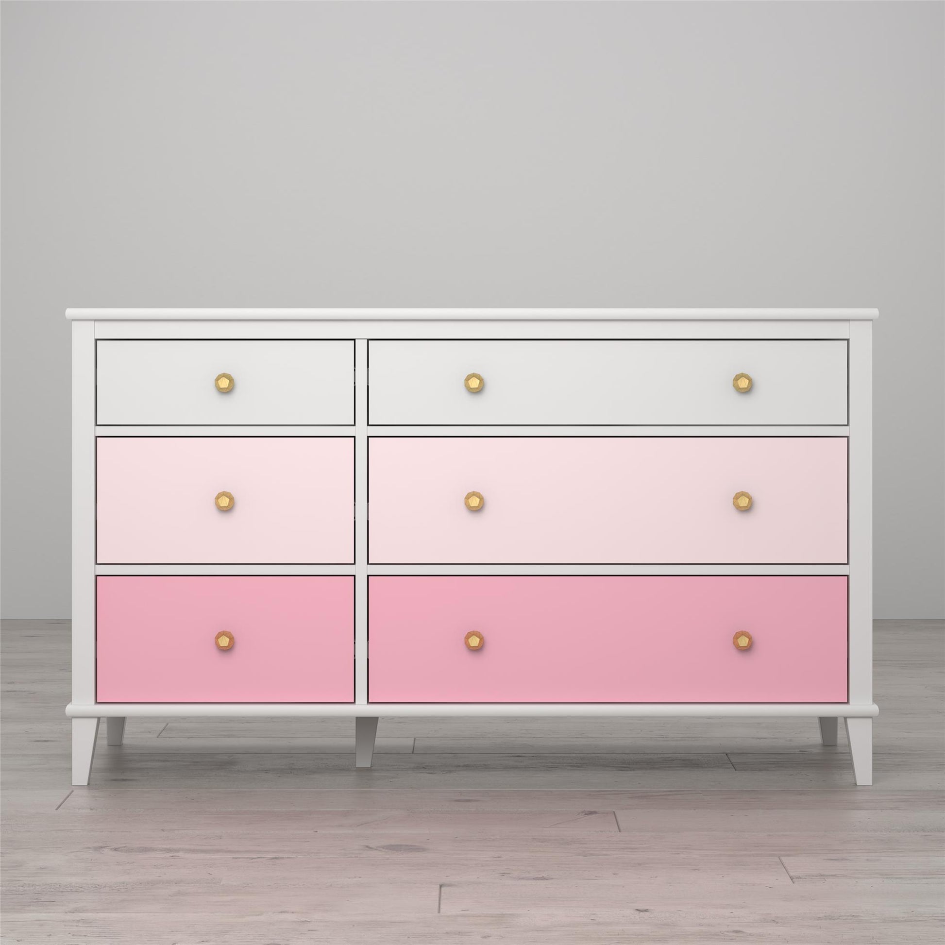 Monarch Hill Poppy 6 Drawer Dresser with 2 Sets of Knobs - Pink