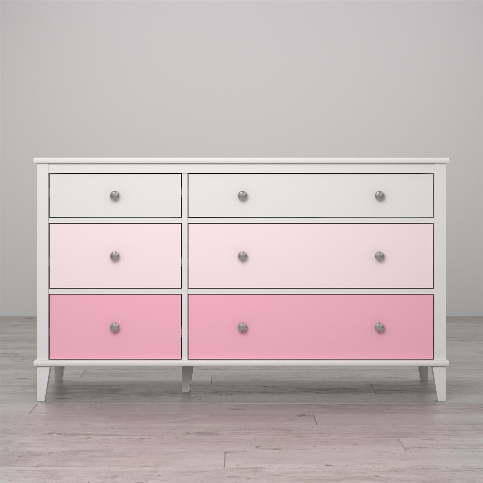 Monarch Hill Poppy 6 Drawer Dresser with 2 Sets of Knobs - Pink