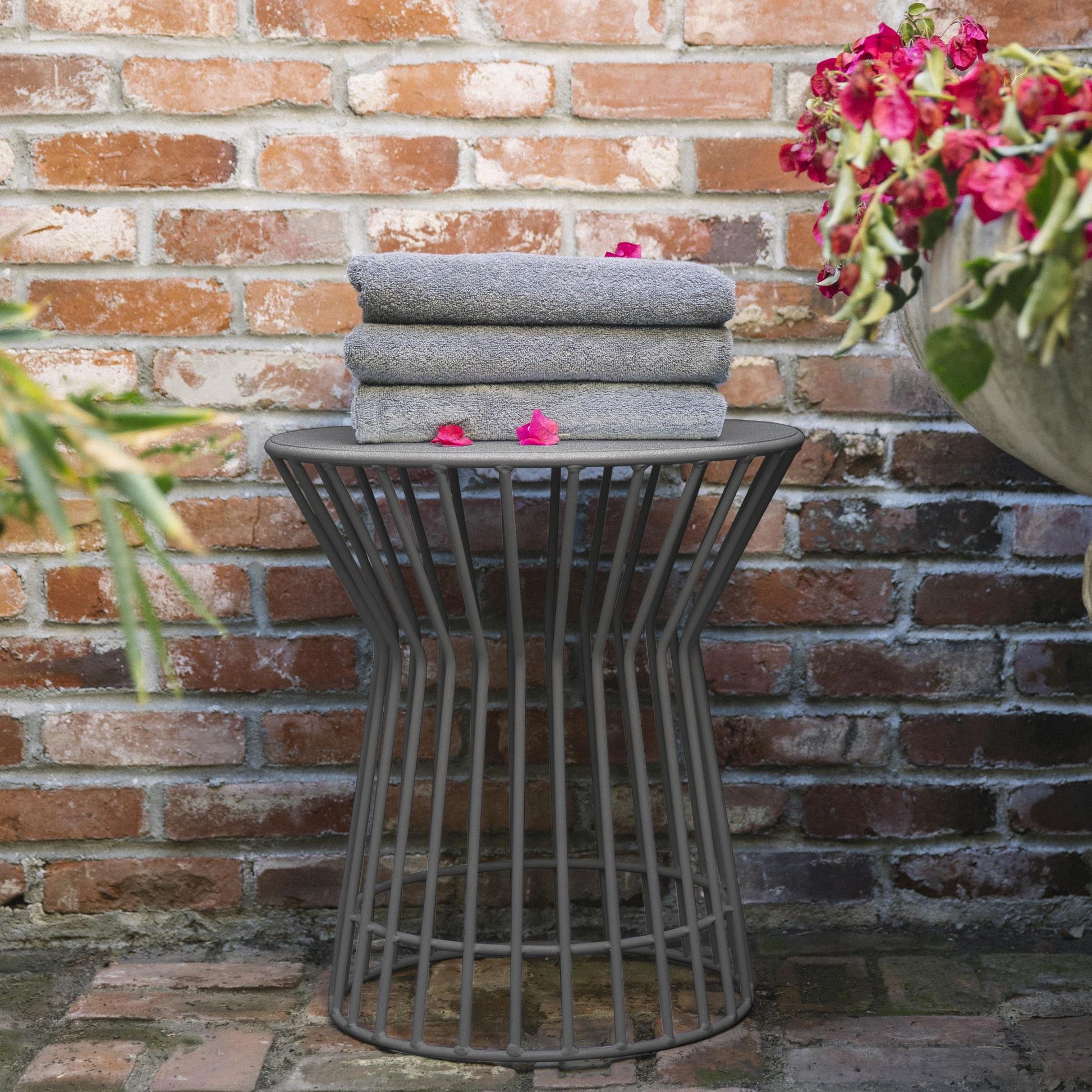 Novogratz Poolside Gossip Collection, Roberta Outdoor/indoor Side Table, Charcoal - Charcoal