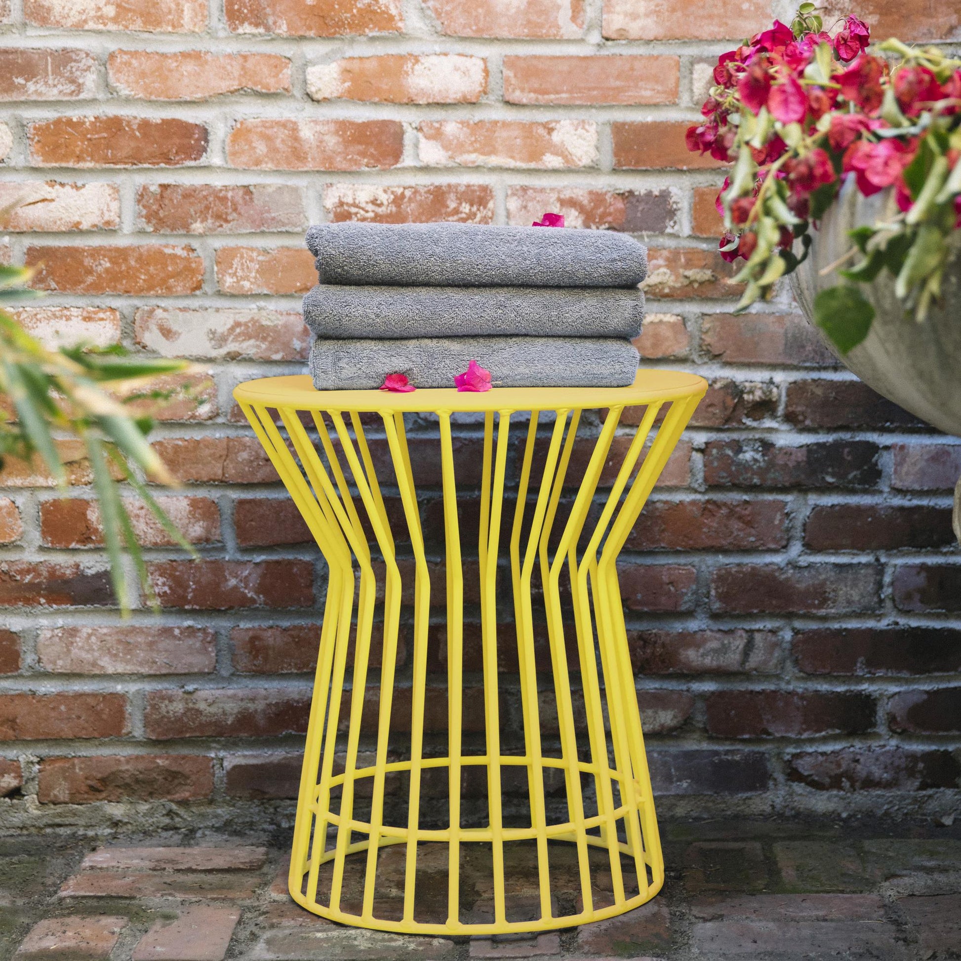 Novogratz Poolside Gossip Collection, Roberta Outdoor/Indoor Side Table, Yellow - Yellow