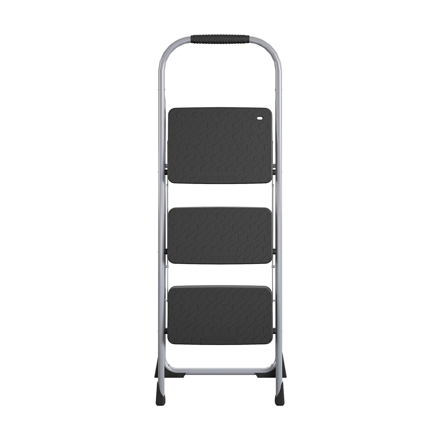 3 Step Steel Folding Step Stool with Slip-Resistant Treads - Platinum/Black - 1-Pack