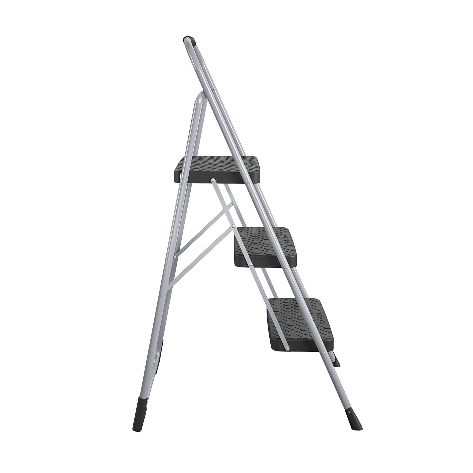 3 Step Steel Folding Step Stool with Slip-Resistant Treads - Platinum/Black - 1-Pack