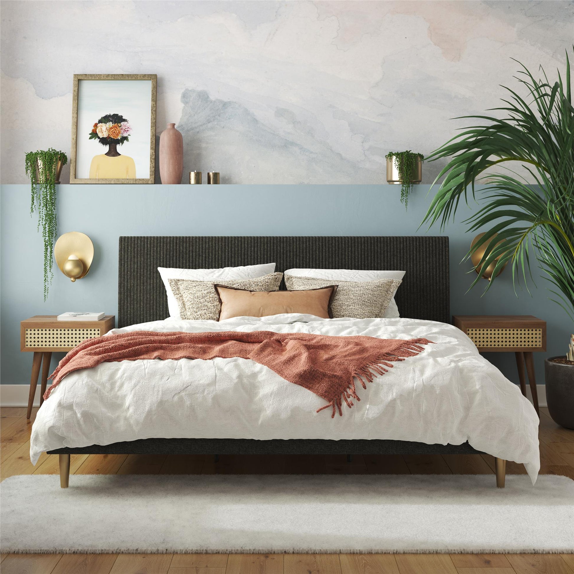 Daphne Upholstered Bed - Dark Gray - Queen