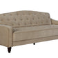 Novogratz Vintage Tufted Sofa Sleeper II, Taupe Velour - Tan
