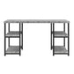 Ashlar Desk with Open Storage Shelves and Metal Legs - Light Concrete