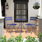 Outdoor Dining Set 3 Piece Bistro Set with 2 Folding Chairs and Round Table - Navy