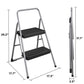 2-Step Household Folding Step Stool - Platinum/Black - 2 Step