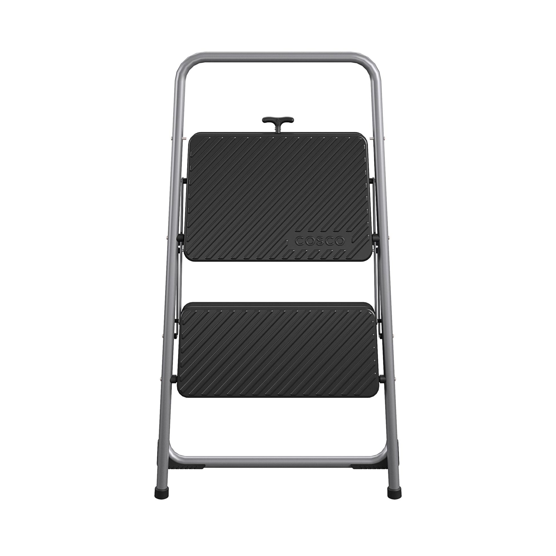 2-Step Household Folding Step Stool - Platinum/Black - 2 Step