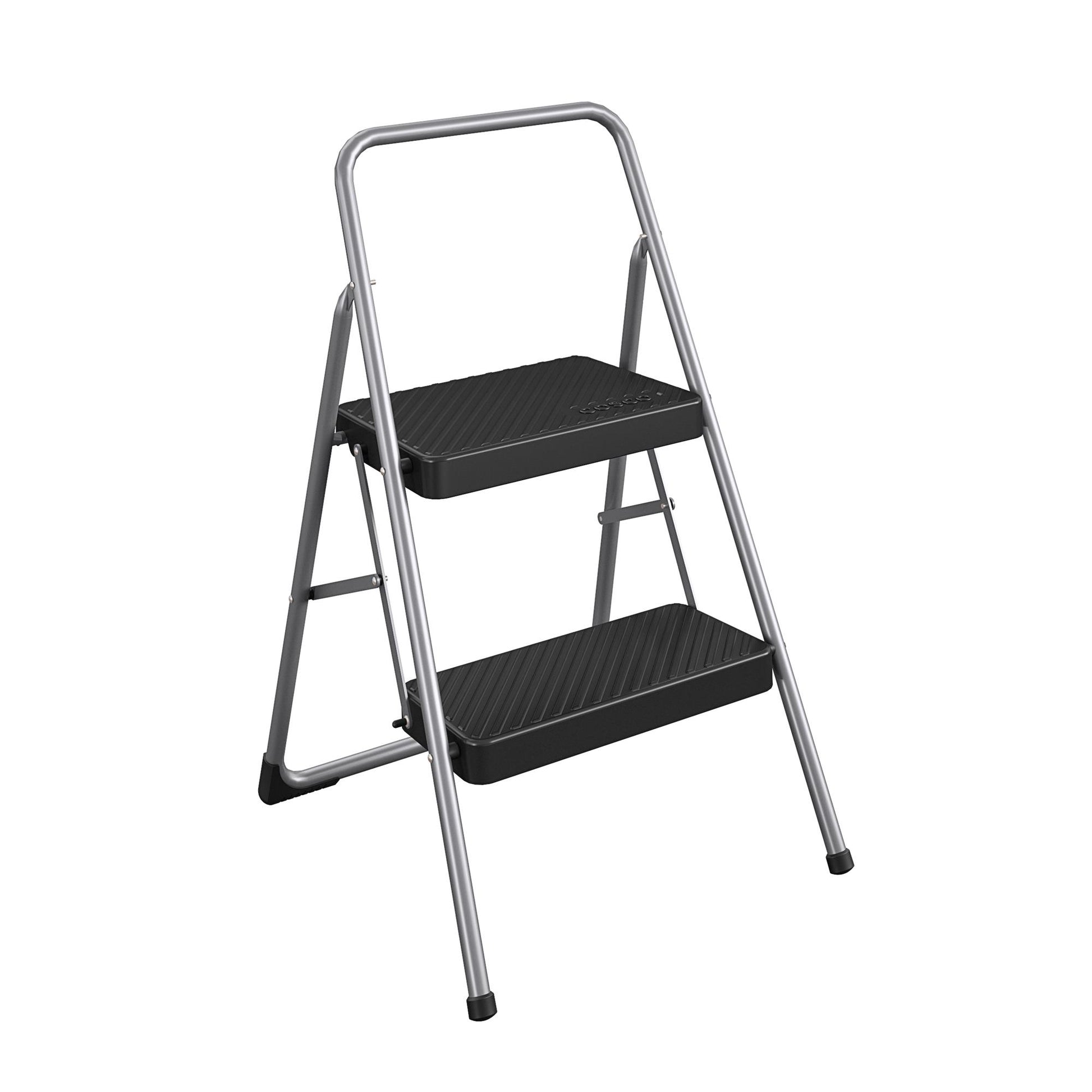 2-Step Household Folding Step Stool - Platinum/Black - 2 Step
