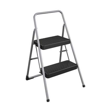 2-Step Household Folding Step Stool - Platinum/Black - 2 Step