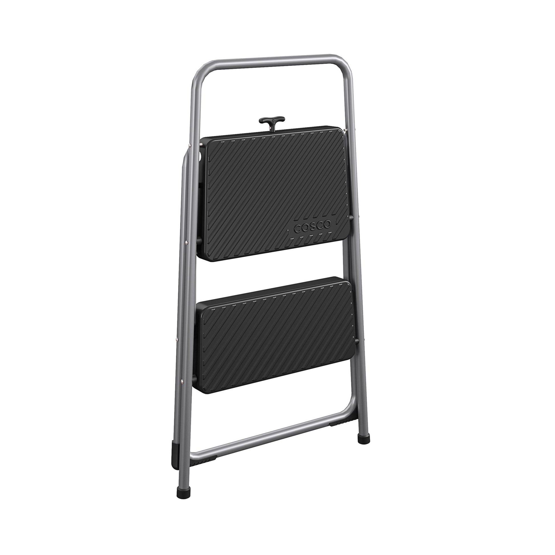 2-Step Household Folding Step Stool - Platinum/Black - 2 Step
