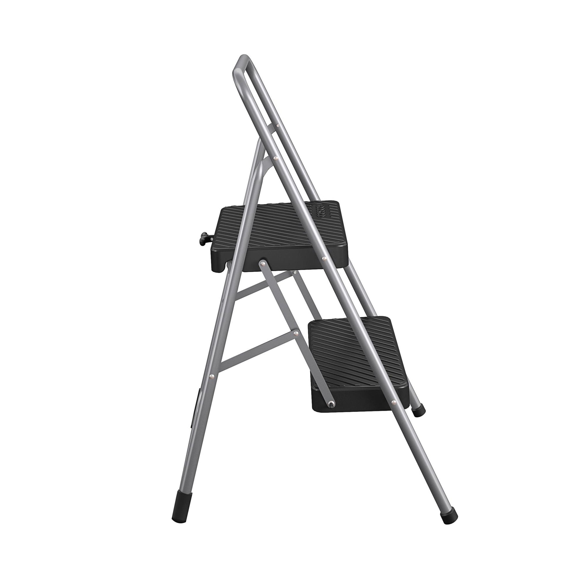 2-Step Household Folding Step Stool - Platinum/Black - 2 Step
